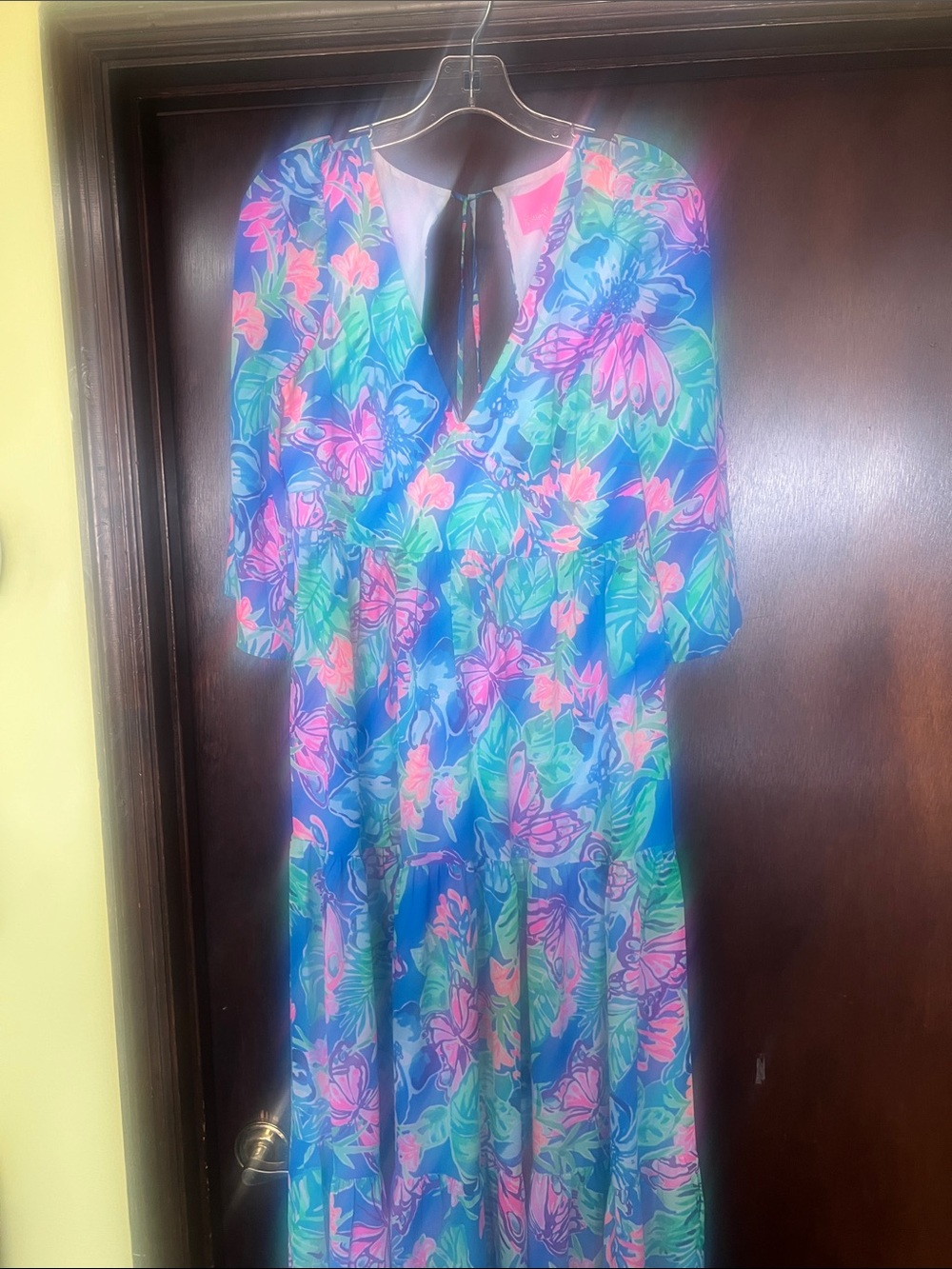 Lilly Pulitzer Neon Blue, Pink & Green Floral Dress